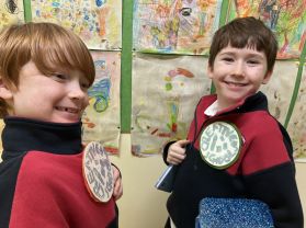 The Creative Committee make their own 'Creative Schools' badges!